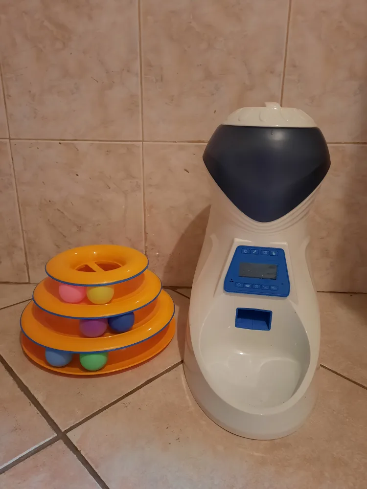 Automatic Pet Feeder and Orange Pet Toy $30 For Both thumbnail