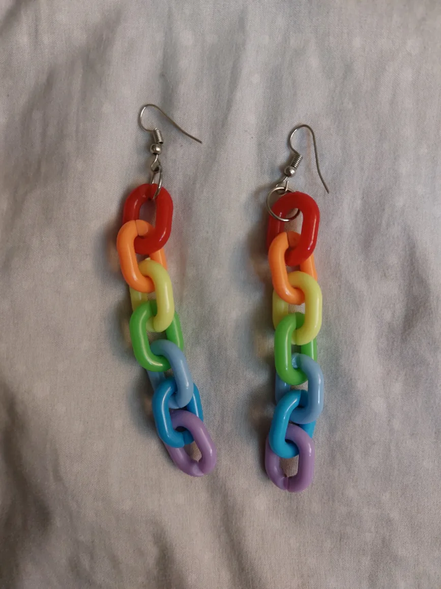 Rainbow Chain Drop Earrings thumbnail