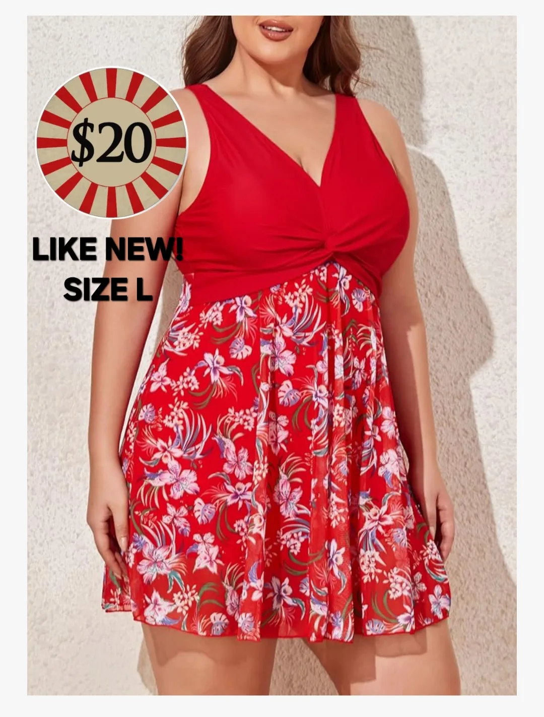 Red Floral Swimdress thumbnail