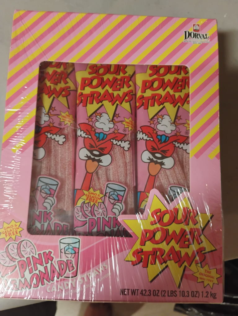 CANDY SOUR POWER STRAWS FULL BOX 24 PER BOX