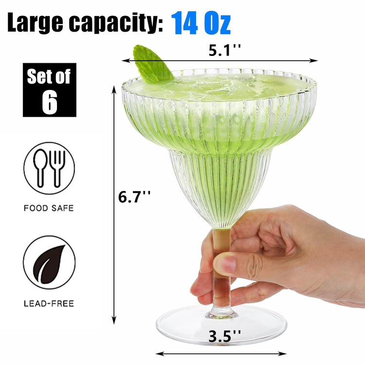 Margarita Glasses, Set of 6, 14 Oz - photo 2