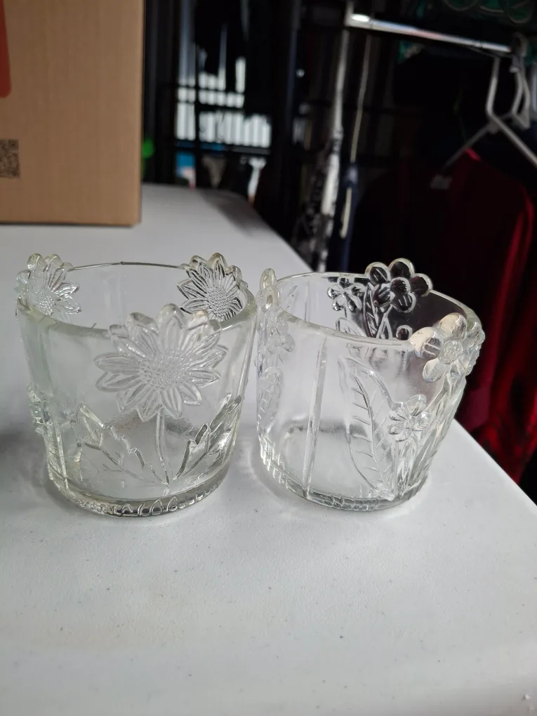 Floral Embossed Glass Holders - Set of 2 thumbnail