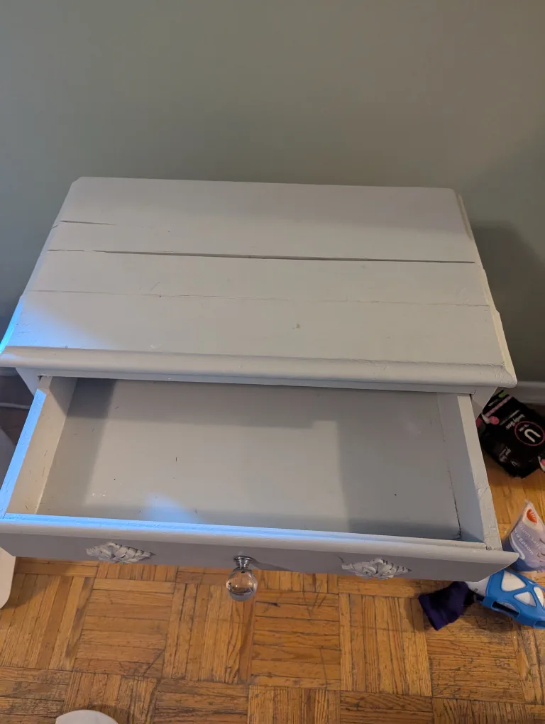 Grey Wooden Nightstand with Drawer thumbnail