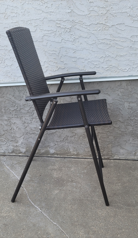 Set of 4 Brown Wicker Folding Patio Chairs - photo 5
