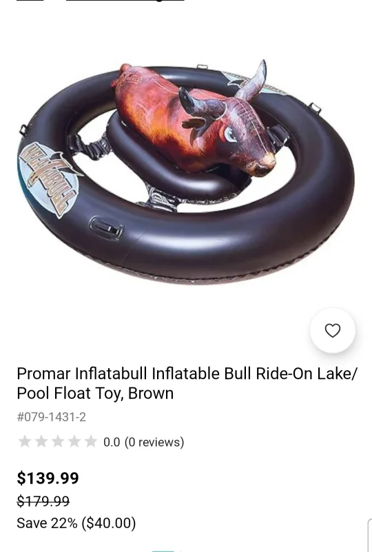 Promar Inflatabull Ride-On Pool Float, Brown thumbnail