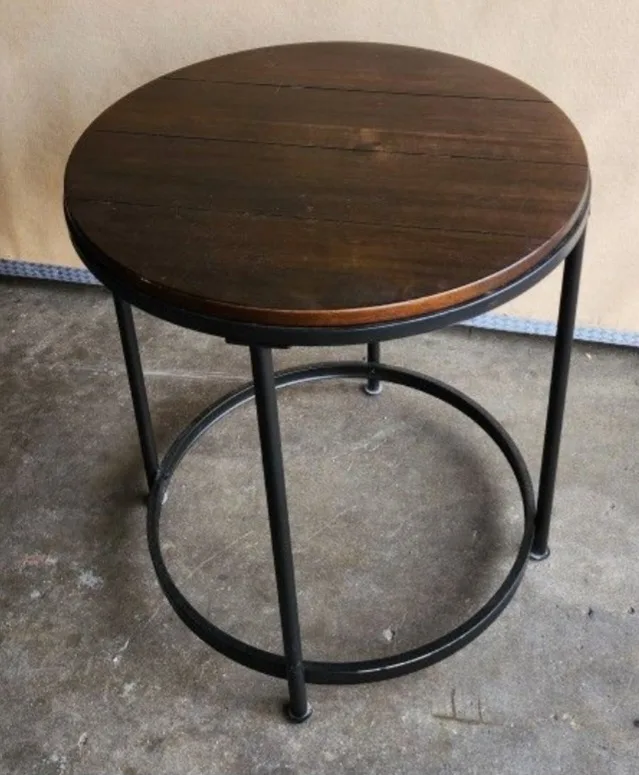 Round Wood & Metal Side Table thumbnail