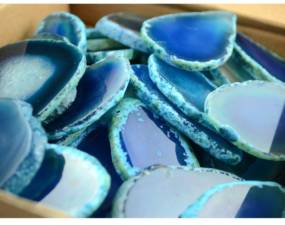 Blue Agate Slices-15 pcs