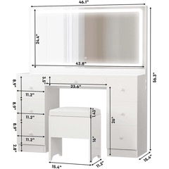 White Vanity Makeup Table with Lighted Mirror - photo 5