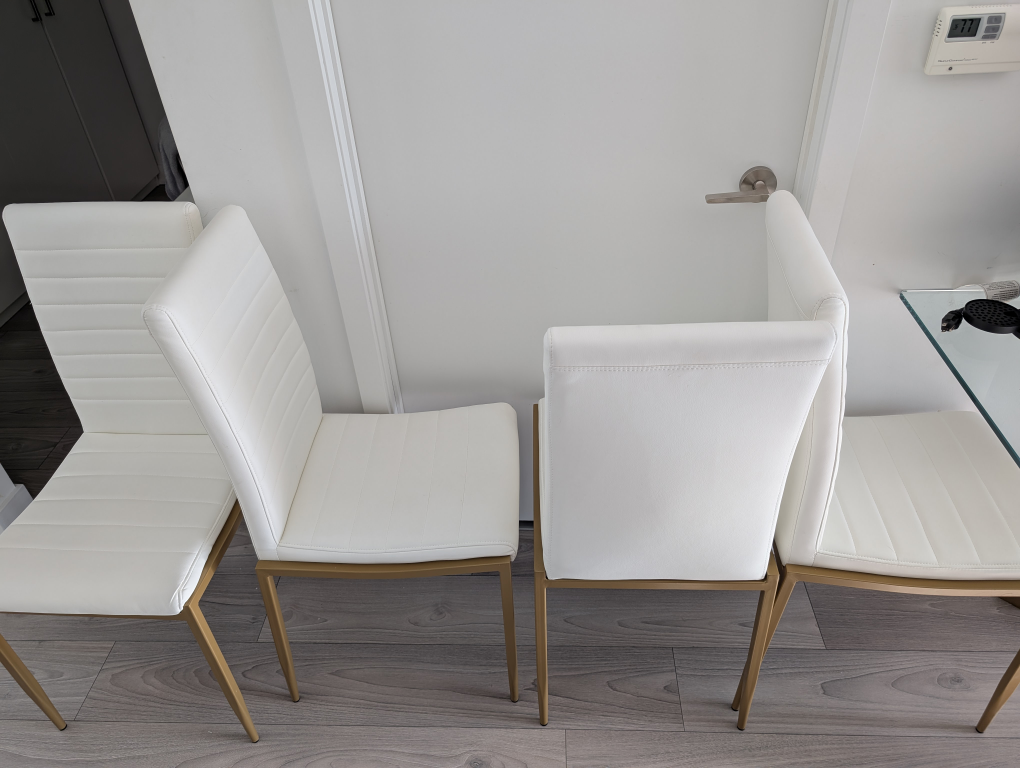 Set of 4 White Faux Leather Dining Chairs - photo 2