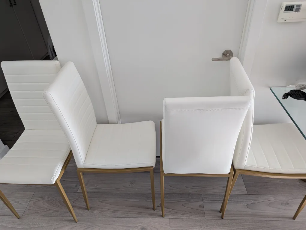 Set of 4 White Faux Leather Dining Chairs image indicator(2)