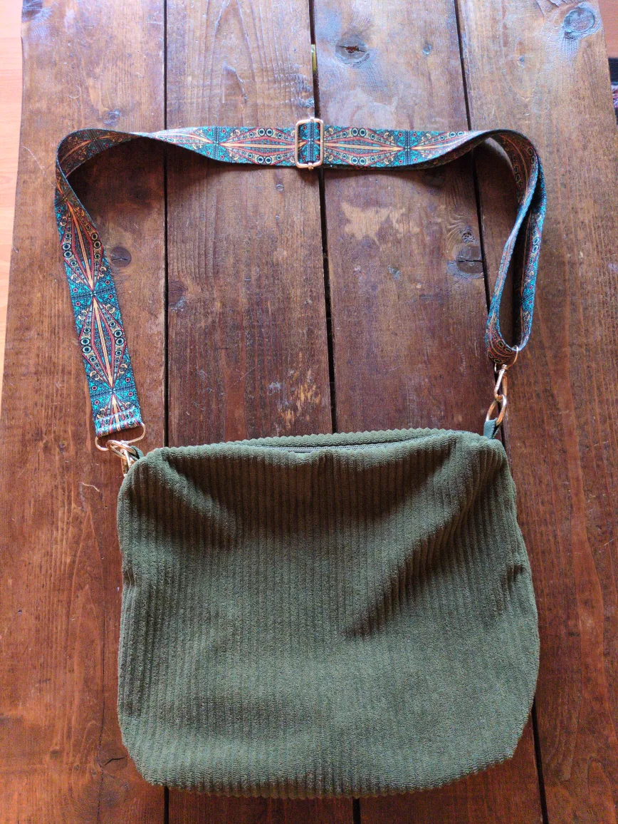 Olive Green Corduroy Crossbody Bag thumbnail