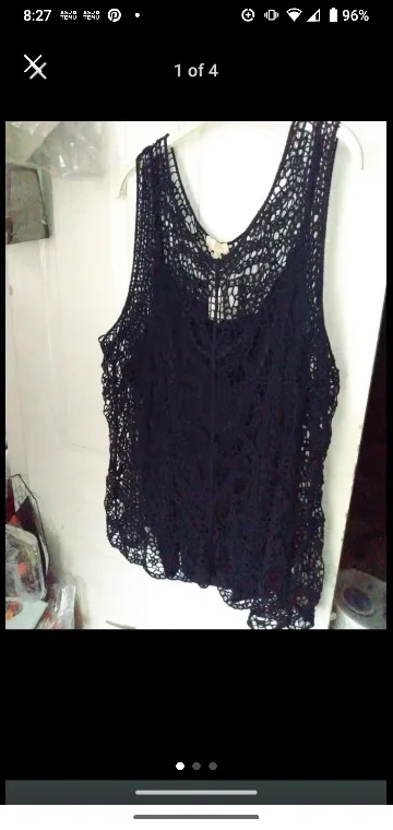 womens new tank top blue crochet with liner tank top new thumbnail