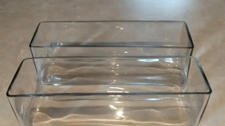 Set of two Clear Glass Rectangular Vase image indicator(2)