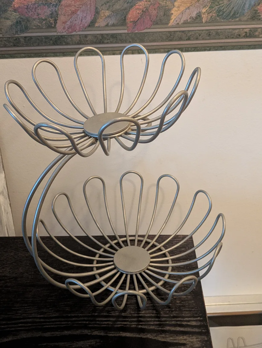Silver Two-Tier Fruit Basket thumbnail