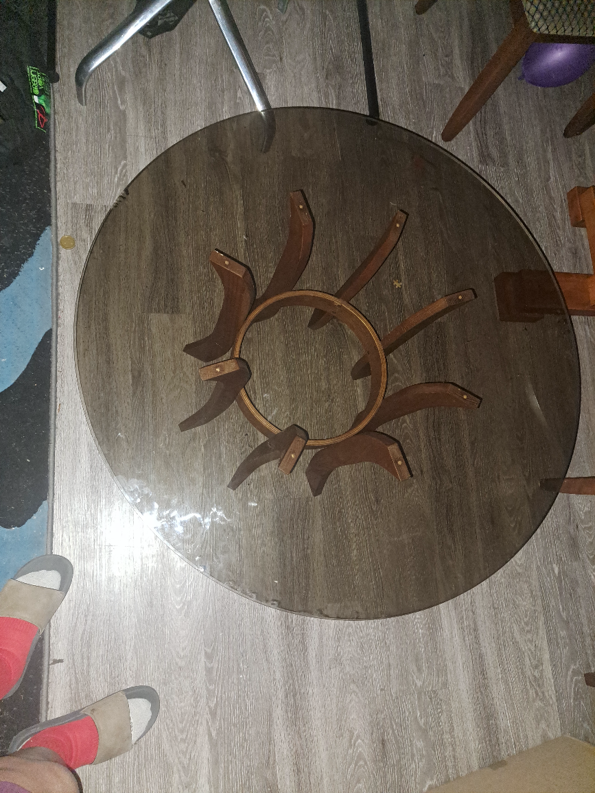MCM oak and smoke glass coffee table - photo 3