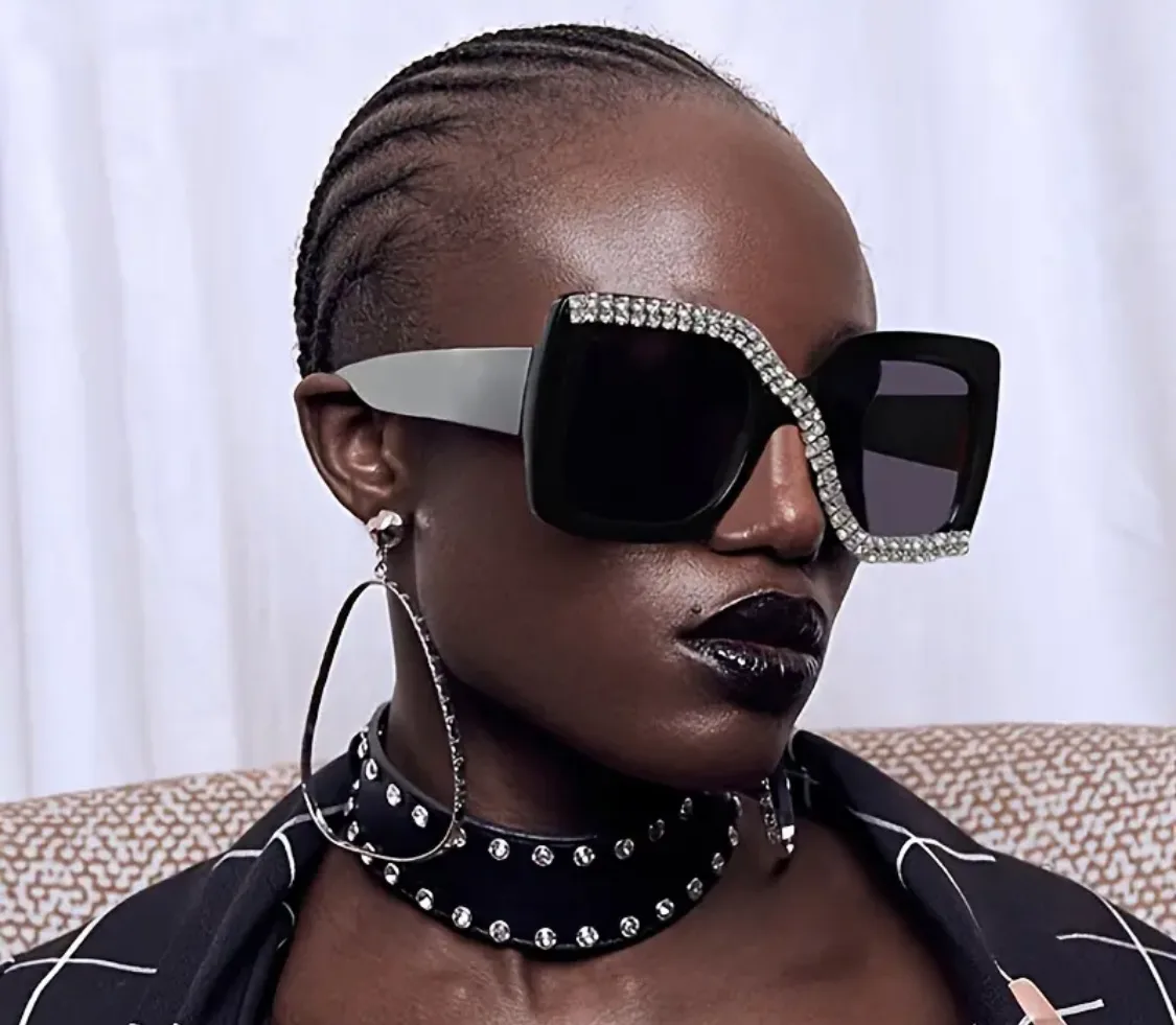 Rhinestone Square Sunglasses - Unisex thumbnail