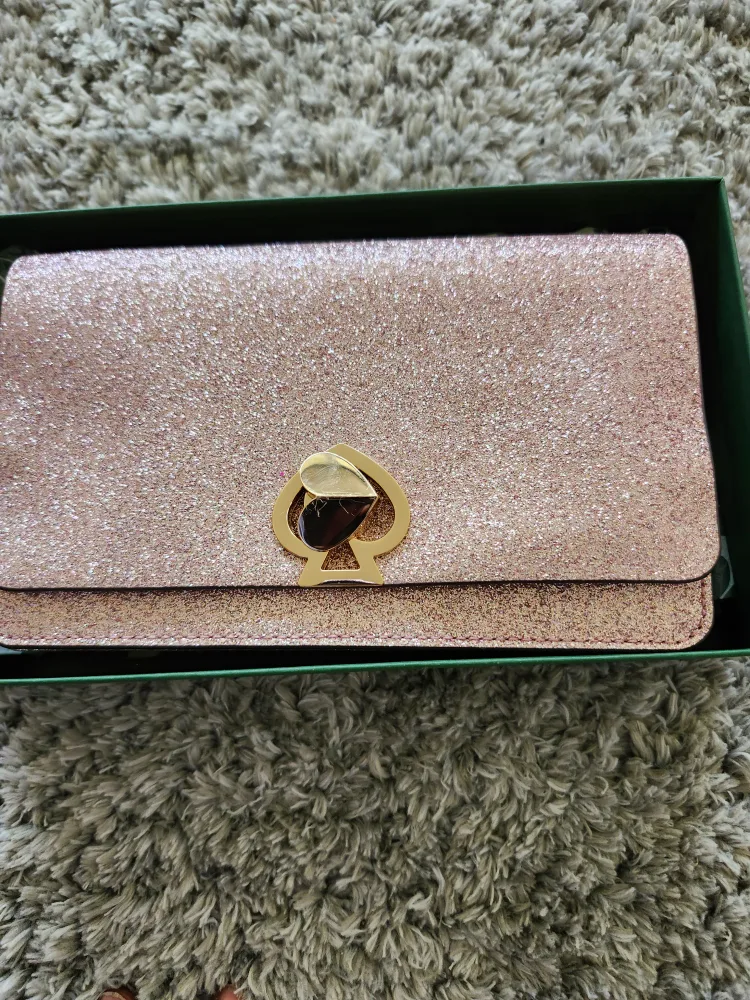 Kate Spade Pink Glitter Clutch with Box thumbnail