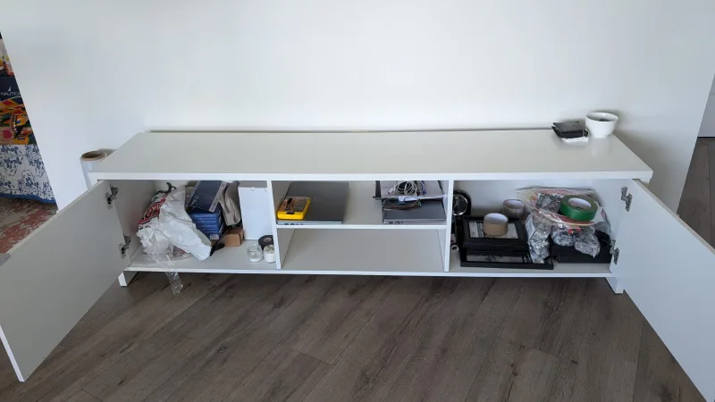 Clean White TV Stand - 70 inch image indicator(2)