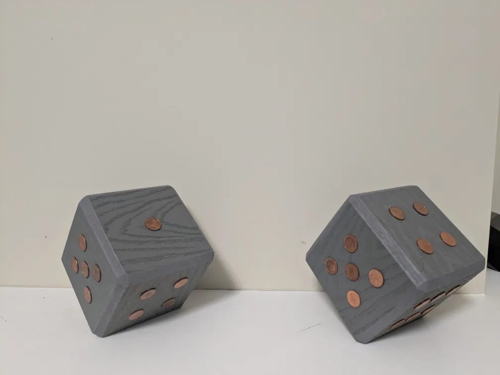 Pair of Decorative Wooden Dice  Handmade- Grey image indicator(2)