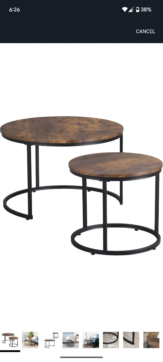 Nesting Coffee Tables - Round, Wood & Metal thumbnail