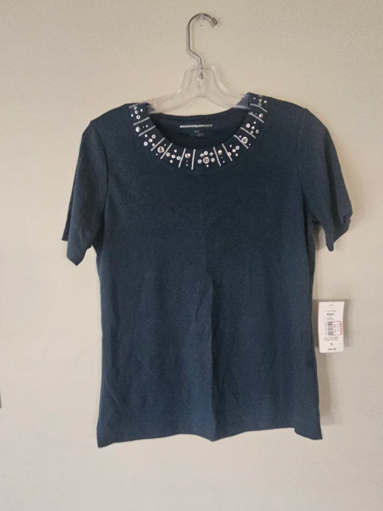 ALISON DALEY Women's Embellished Neck Top - Size S thumbnail