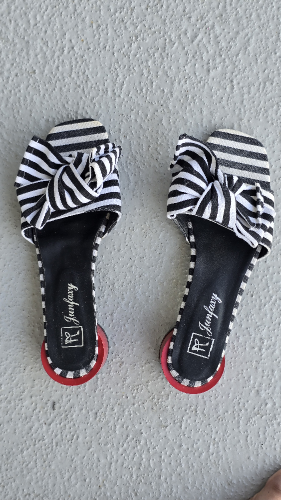 Junfaxy Striped Bow Sandals - Size 40 (CA-9) - photo 3