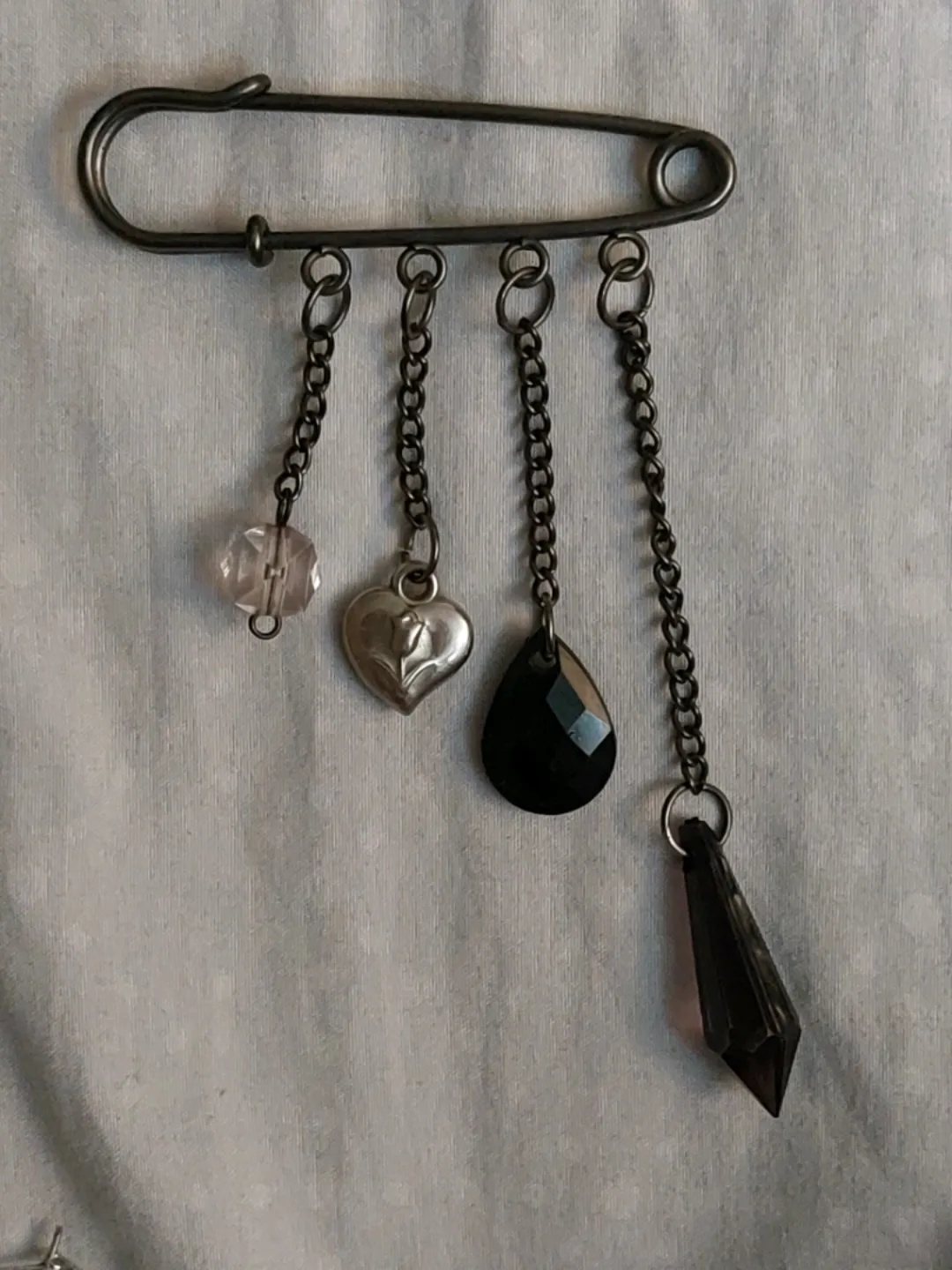 Dangling Charm Safety Pin Brooch thumbnail