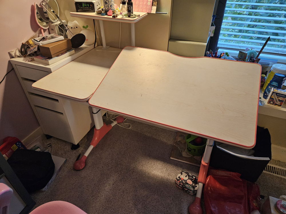 Kids Adjustable Height Desk - White & Pink - photo 2