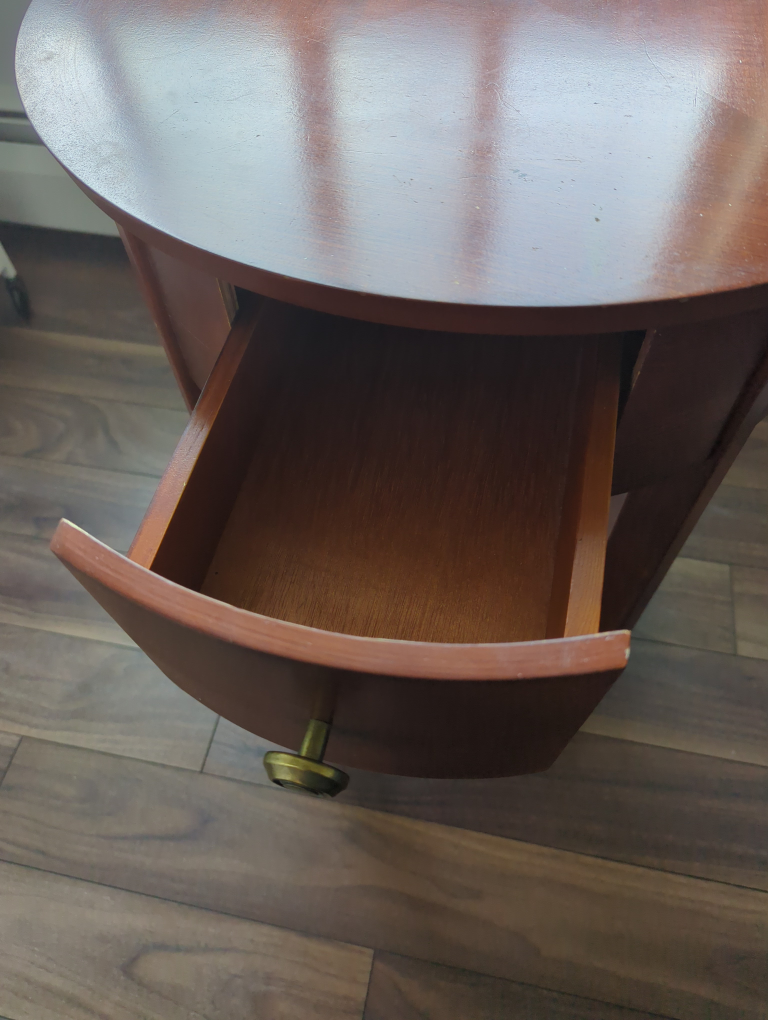 Round Wooden Side Table with Drawer - photo 2