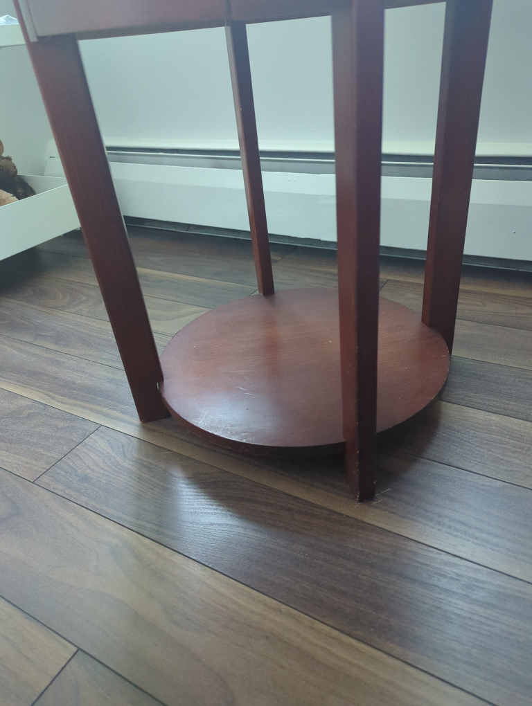 Round Wooden Side Table with Drawer - photo 3