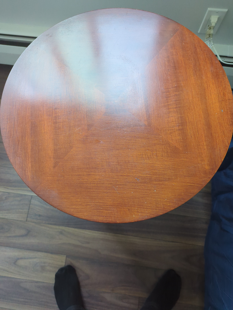 Round Wooden Side Table with Drawer - photo 5