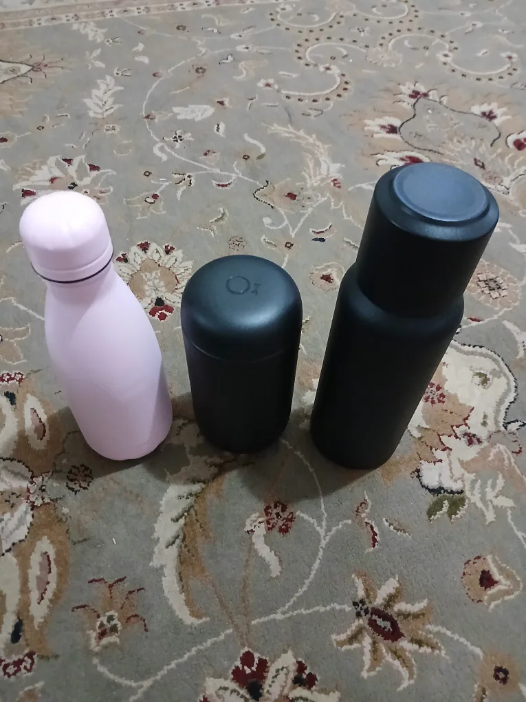 Pink & Black Water Bottles and black little flask💛 thumbnail