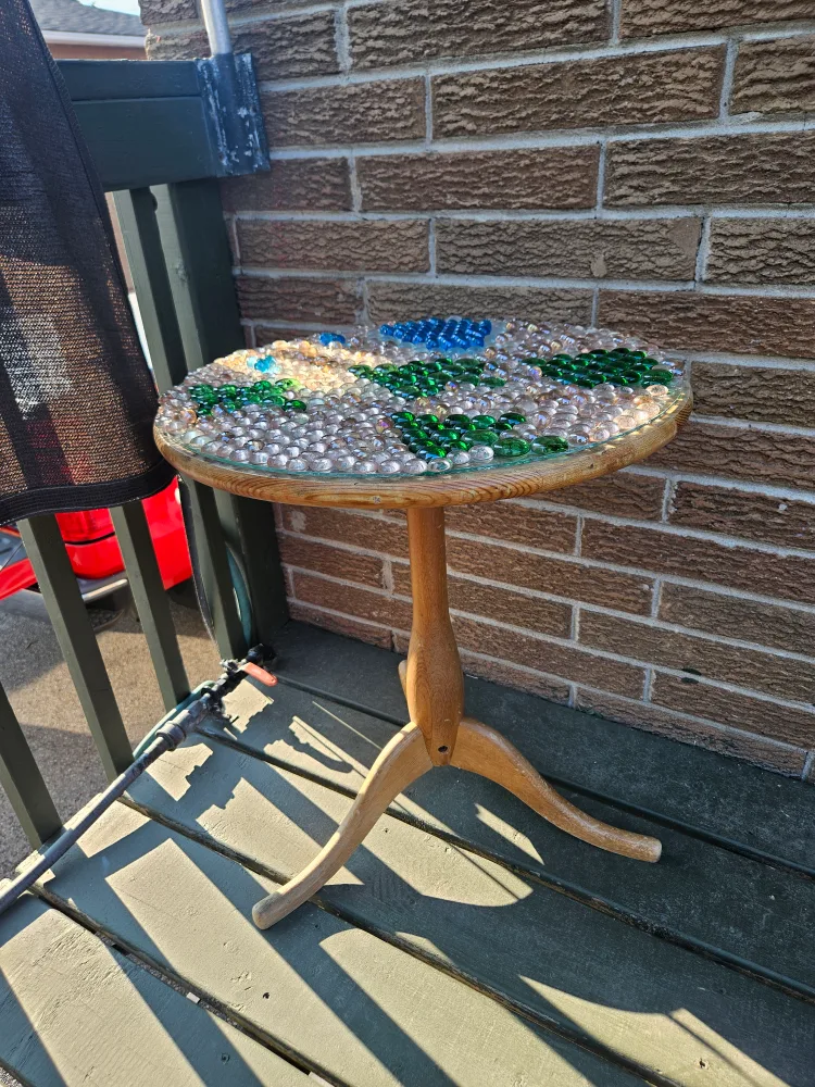 Handmade Marble Earth  glass top and table thumbnail