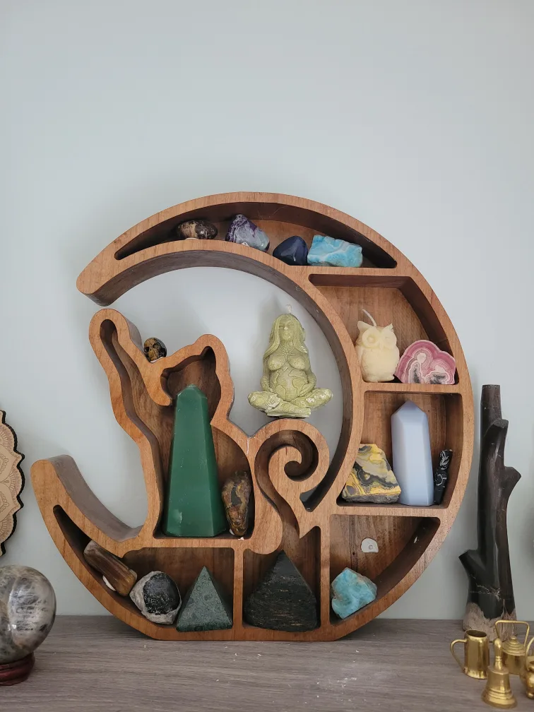 Wood cat & moon shelf thumbnail