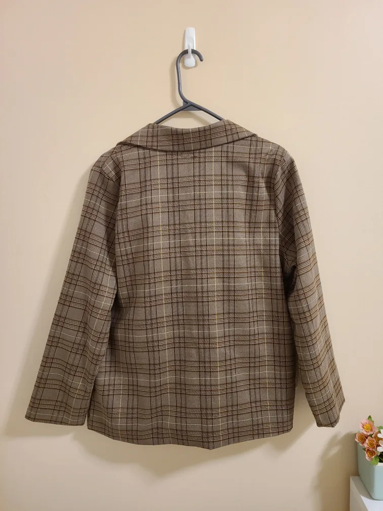 Brown Plaid Blazer&Skirt Set image indicator(3)