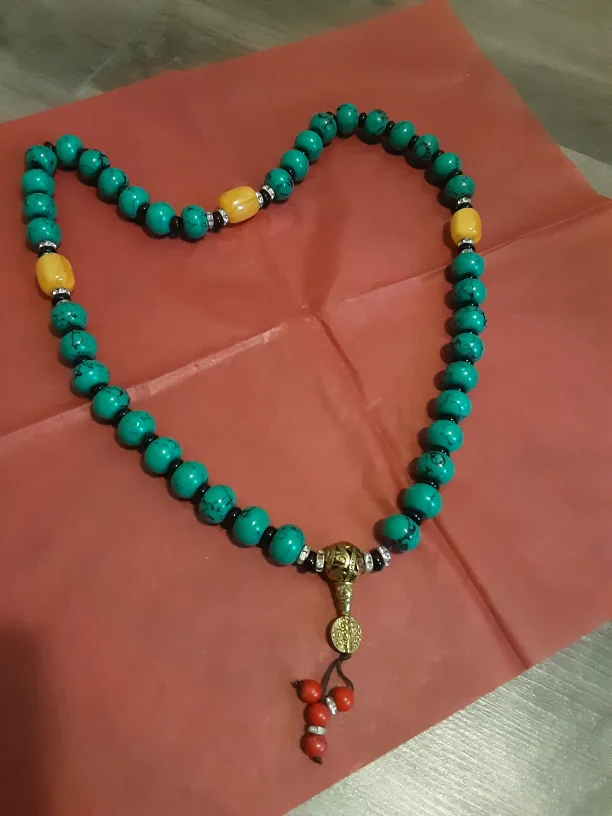 Turquoise Beaded Necklace-Box included + FREE matching bracelet