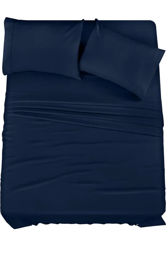 King Size 4pc  Bed Sheet Set - Navy Blue 🇨🇦 thumbnail