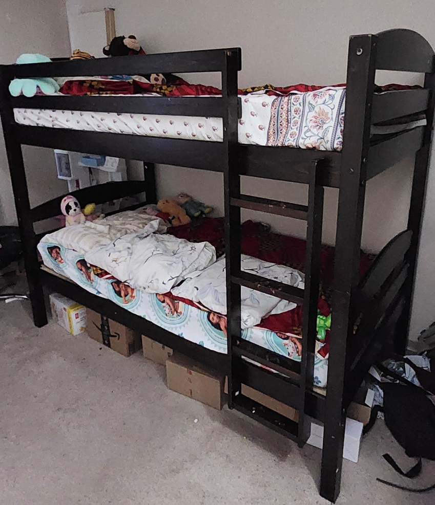 Dark Brown Wood Bunk Bed Frame - photo 2