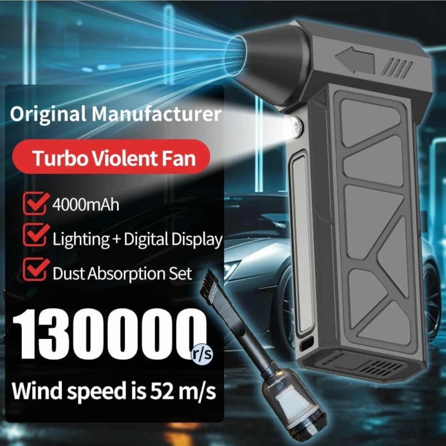 Car Vacuum + Blower || 2 in 1 Powerful, 23000 RPM image indicator(2)