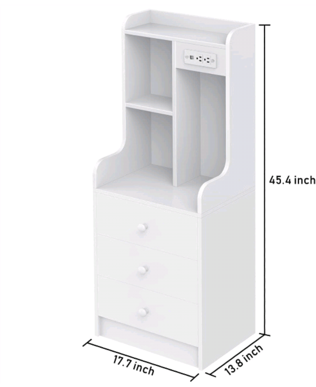 White Nightstand with Charging Station - photo 2