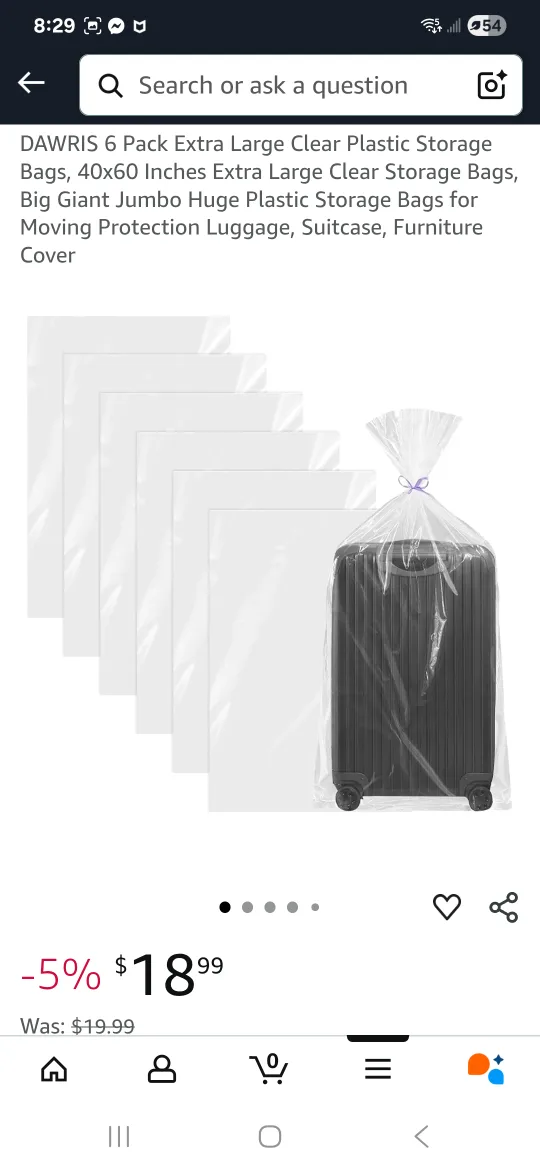 DAWRIS Extra Large Clear Plastic Storage Bags thumbnail