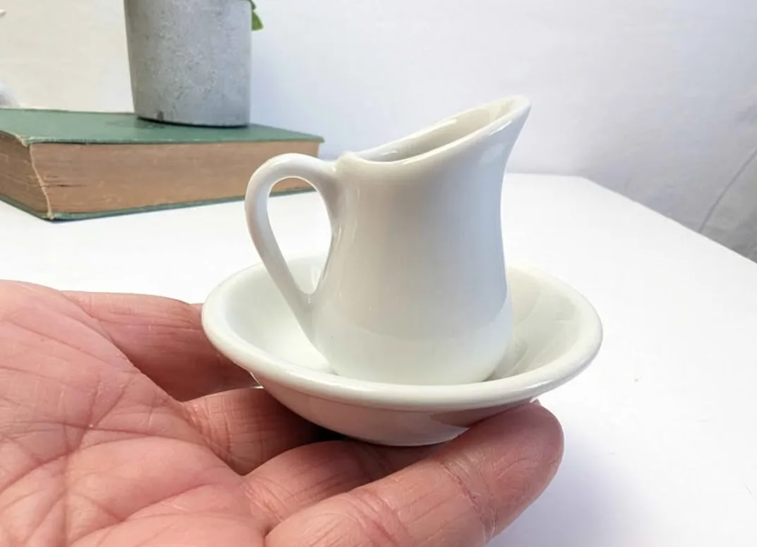 Miniature Porcelain Wash Basin & Pitcher ~ Cameo Chinaware image indicator(5)