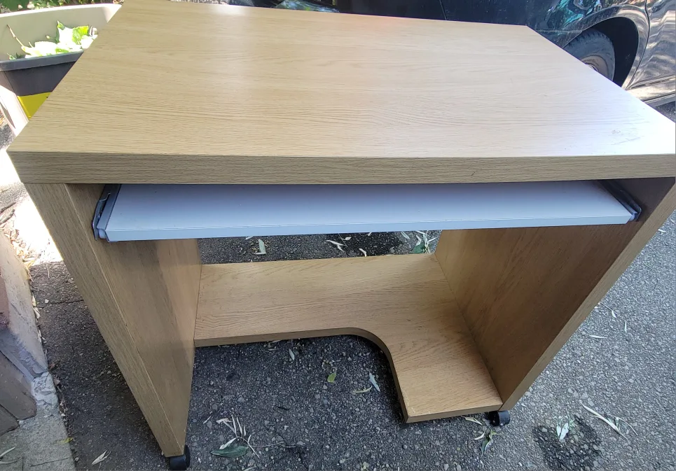 Light Wood Desk with Pull-Out Keyboard Tray thumbnail