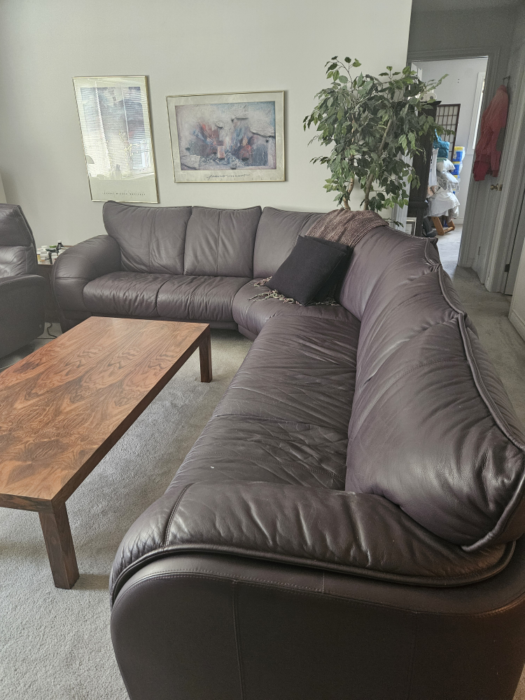Leather Sectional Sofa - plum