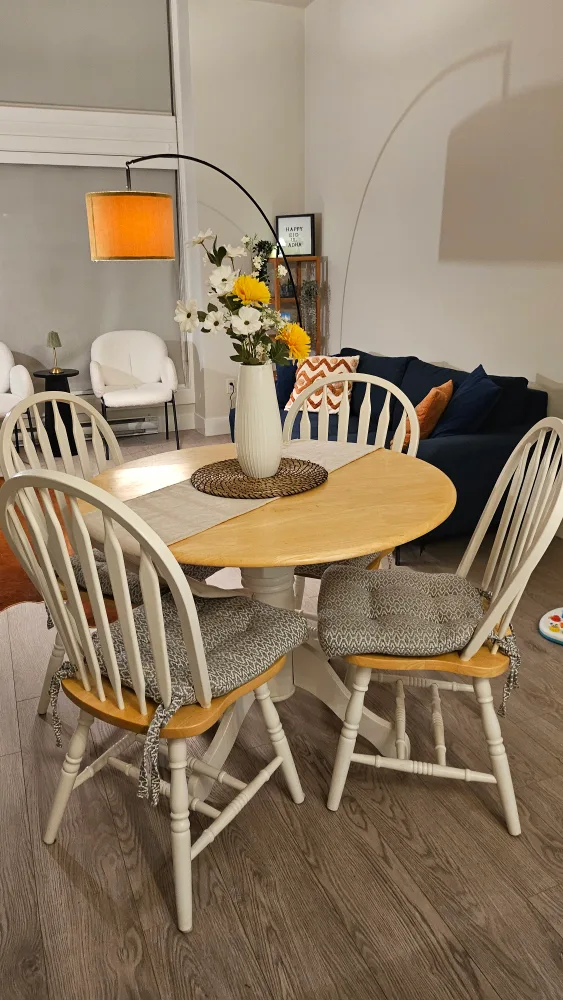 Round Wooden Dining Table with 4 Chairs thumbnail