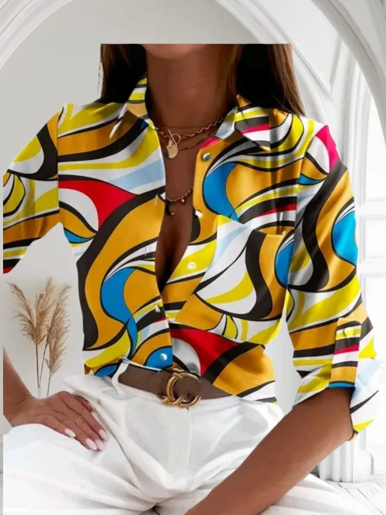 Patterned Button-Up Blouse thumbnail