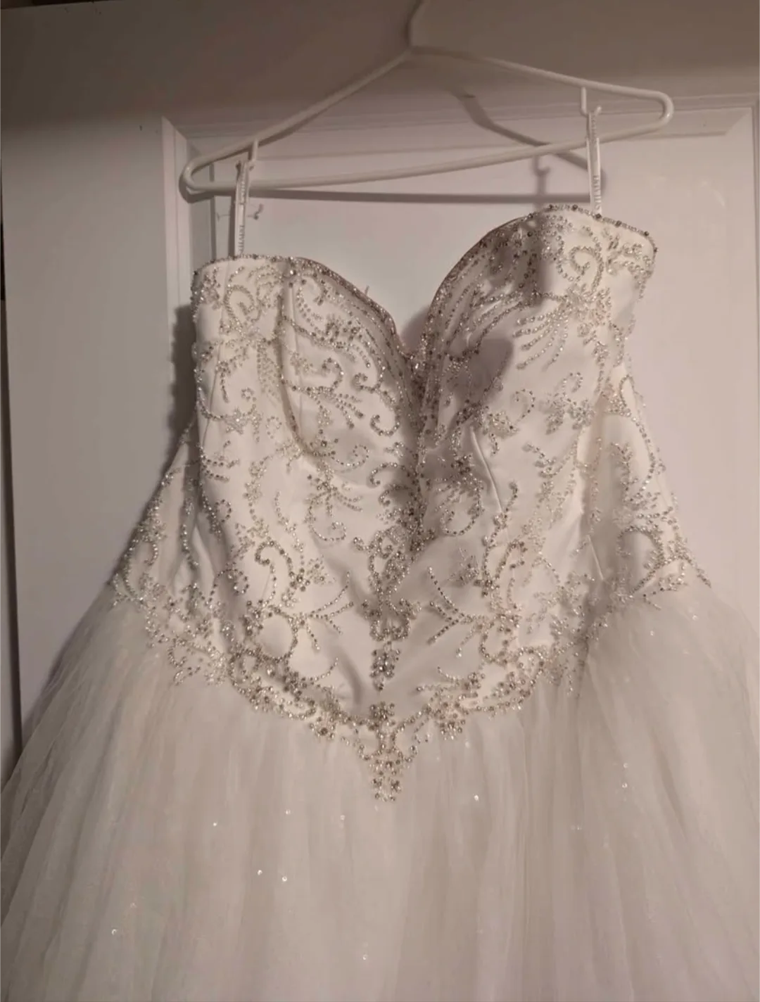 Tulle ball gown sparkly David's bridal wedding dress image indicator(3)