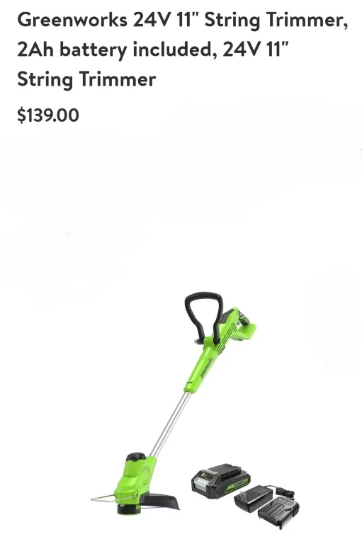 Greenworks 24V 11" String Trimmer - Like New! thumbnail
