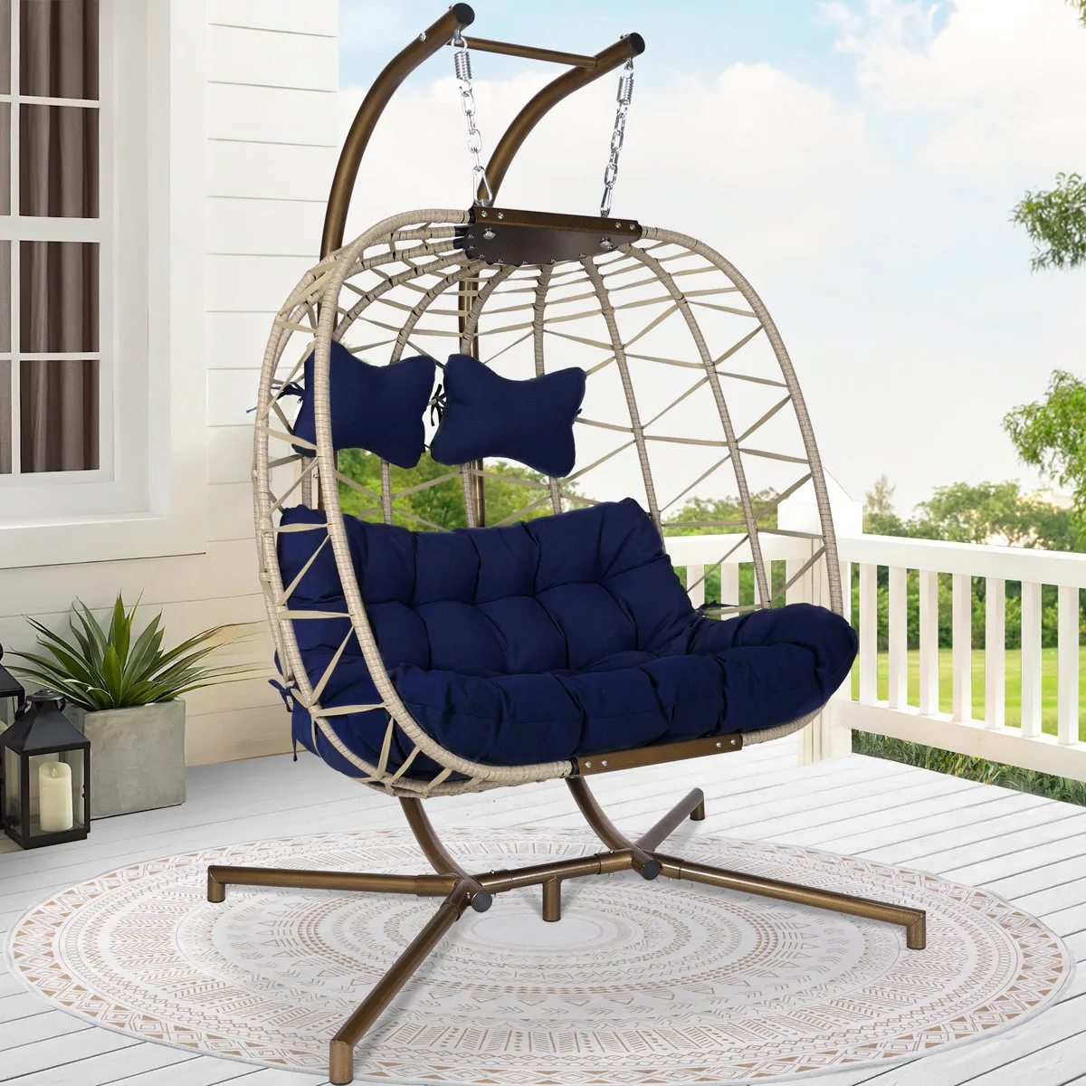 Outdoor/Indoor Swing - Double Hanging Chair with Cushion thumbnail