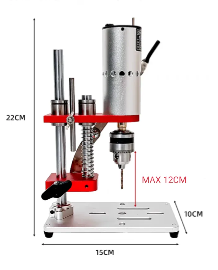 100W 12-24V DC Drill Press - Silver/Red thumbnail